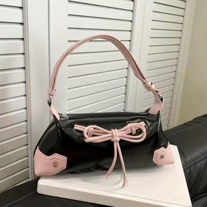 Trendy black pink bow tie purse